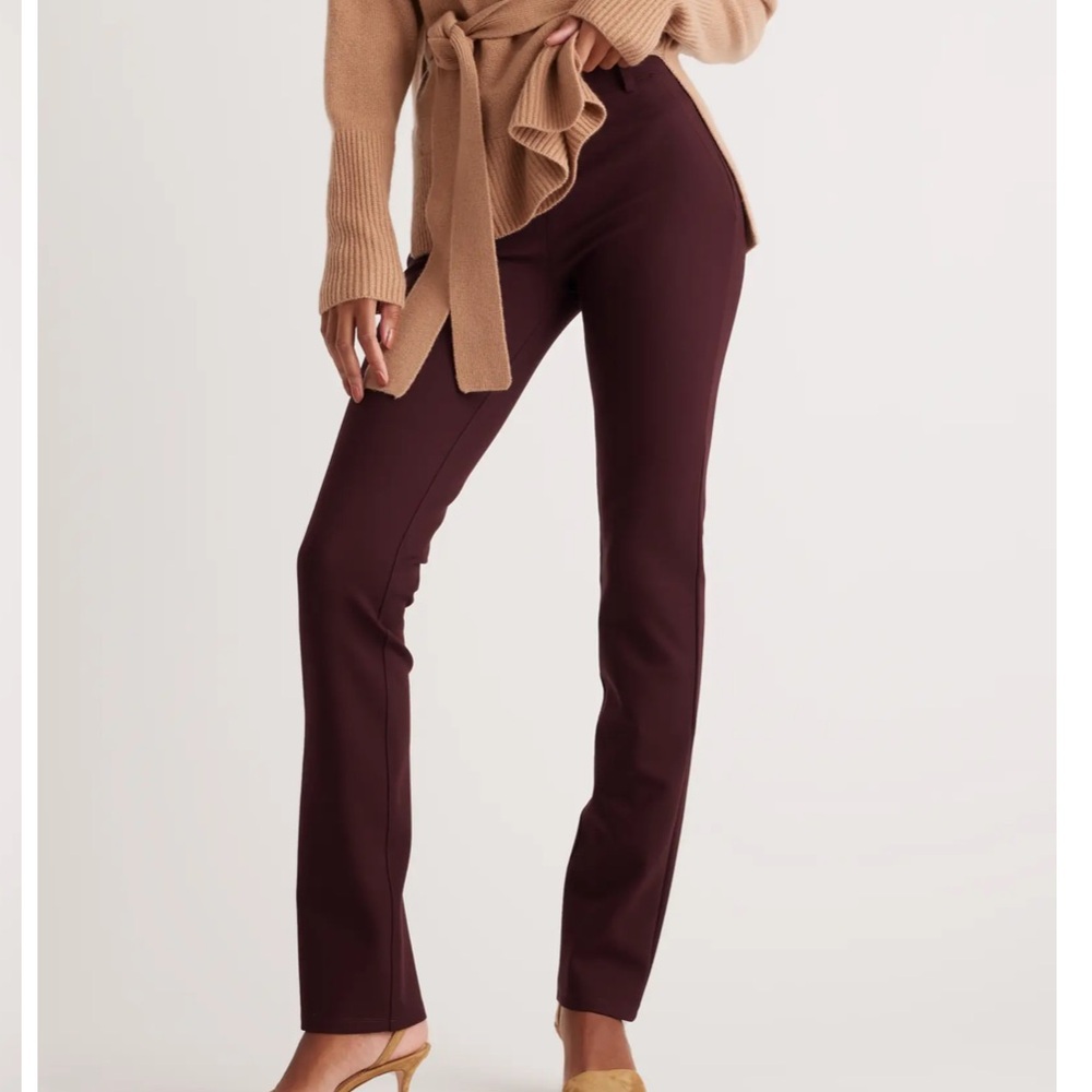 Quince Straight-Leg Pants in Deep Burgundy